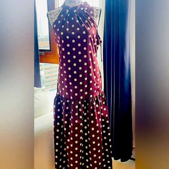 Nicole Miller NY Polka Dot Midi Dress – Size L (Bag Not Included)